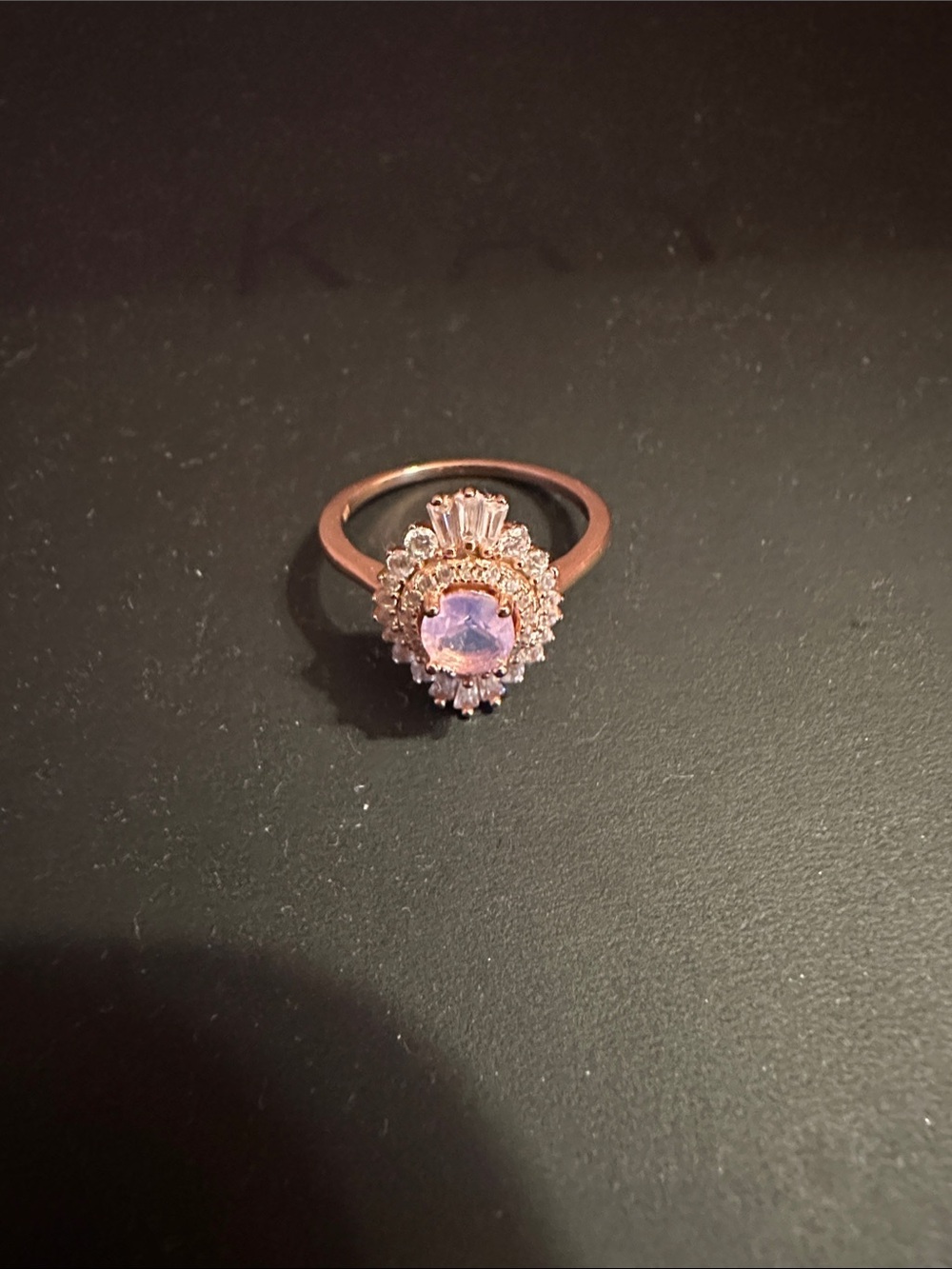 Rose Gold Pink Centerstone Halo Ring for Women